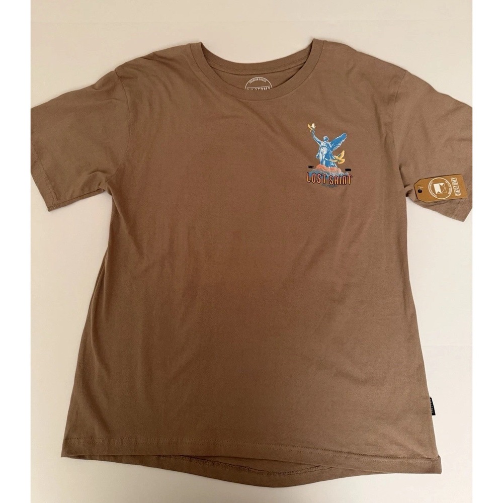Dikotomy Men Large T-Shirt Brown Saint Graphic Angel Spiritual 100% Cotton NWT